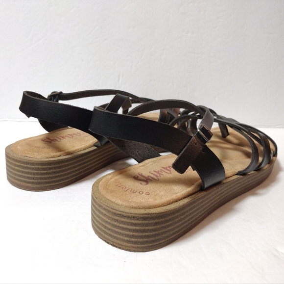 Shimmer by EDL women's Delilah Strappy Toe Slingback Sandals Size 8.5 Black - Picture 7 of 10